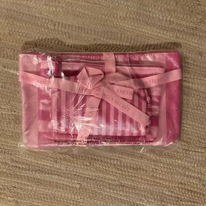 Victoria's Secret Pink Striped Cosmetic Bag Set-NWT